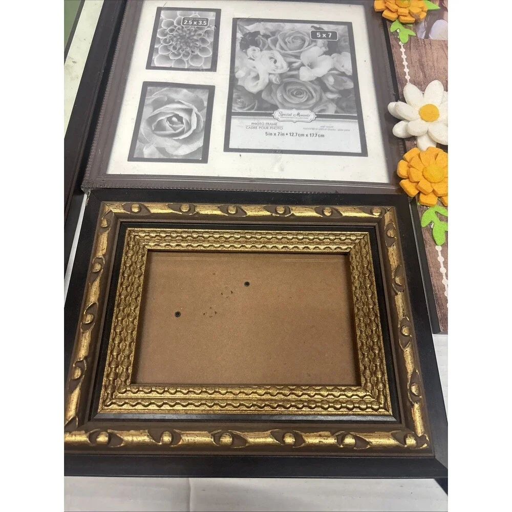 Lot of 6 Picture Frames Mixed Sizes Collage Glass Mom Decorative Canopy New
